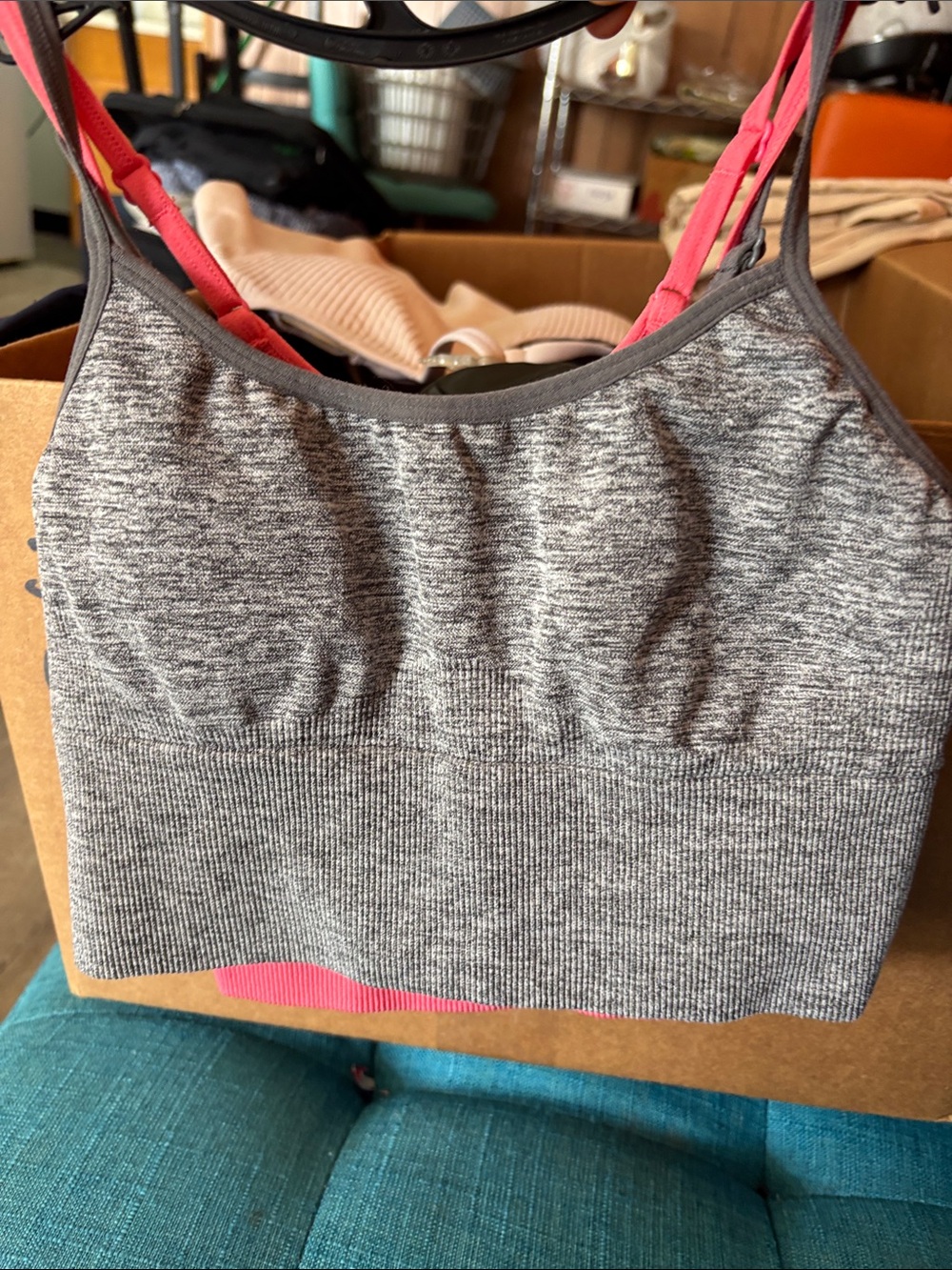 Athletic Works Gray & Pink Seamless Sport Bralette
